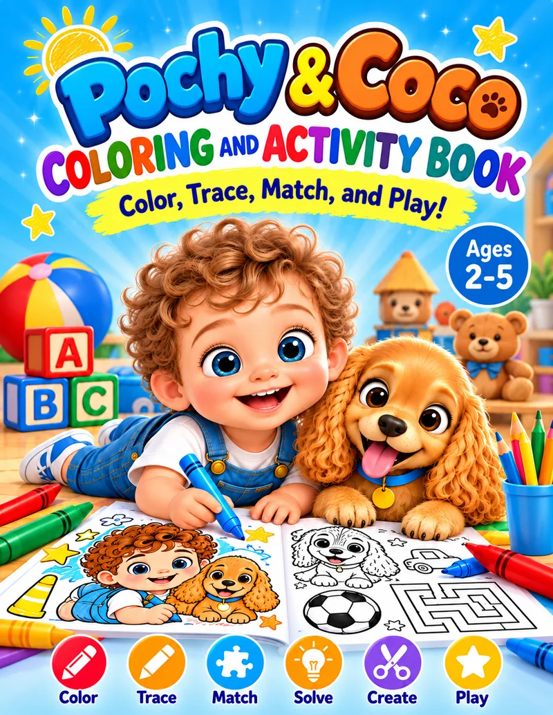 Cover of Pochy & Coco Coloring and Activity Book